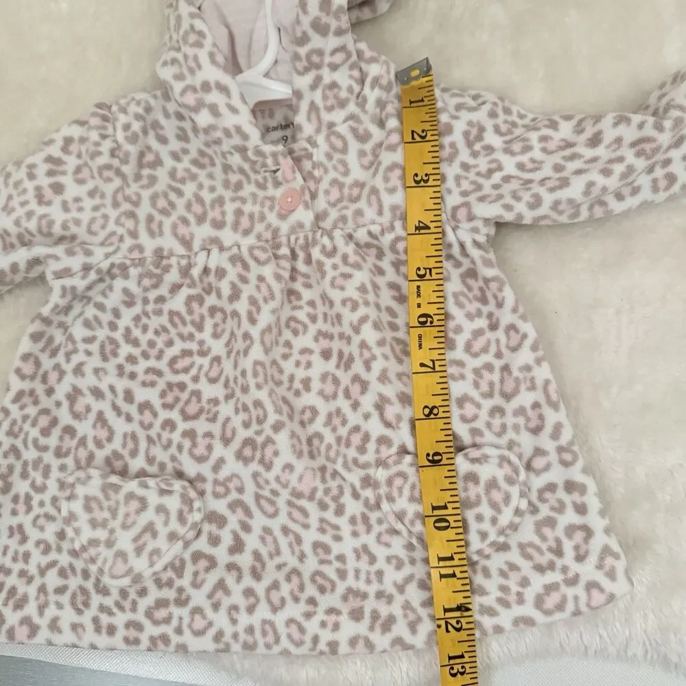 Carters Pink Leopard Print Coat Jacket Hood Lightweight 9M